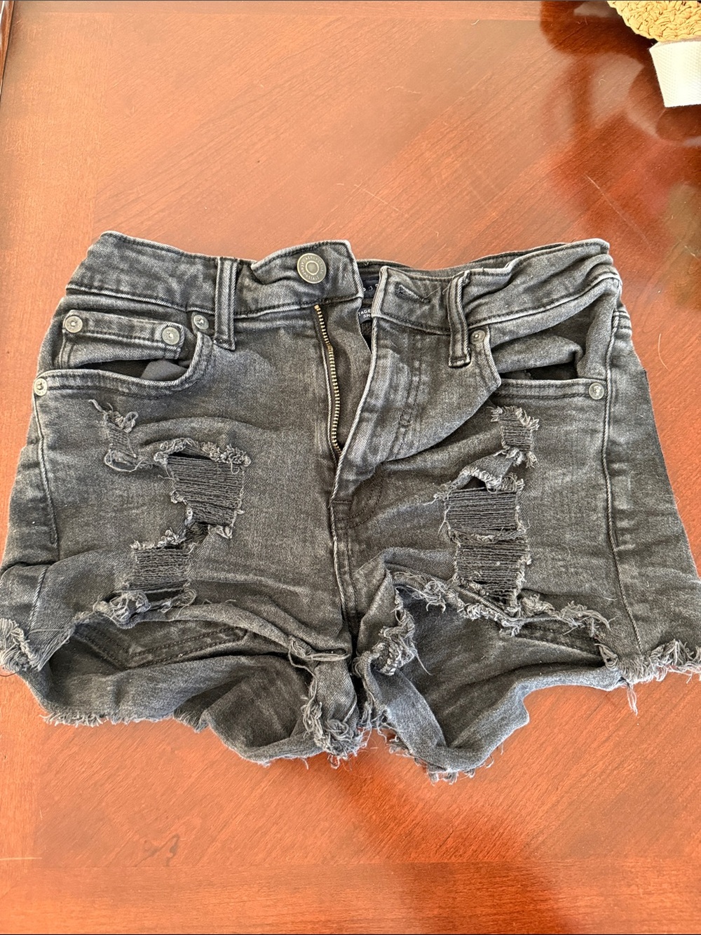 Women’s Distressed High-Rise Denim Shorts - Black